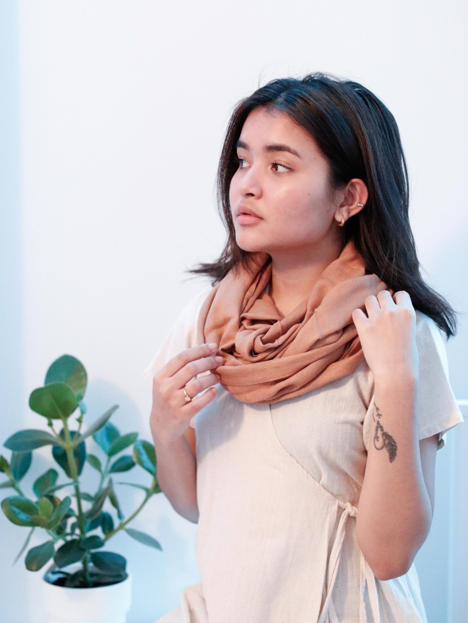 Naturally Dyed Bamboo Scarf - Brown