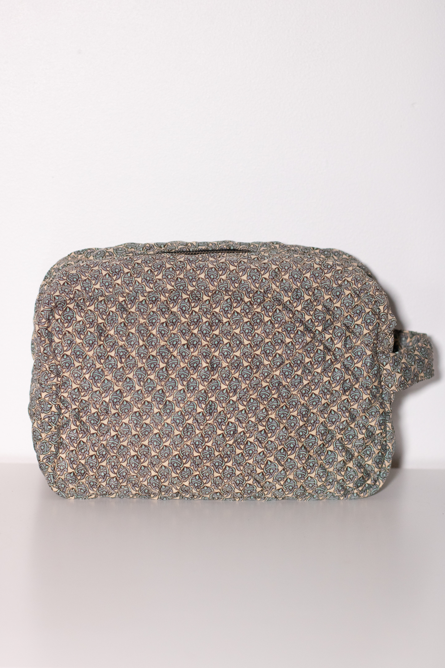 Upcycled Silk Sari Travel Pouch - Light Blue