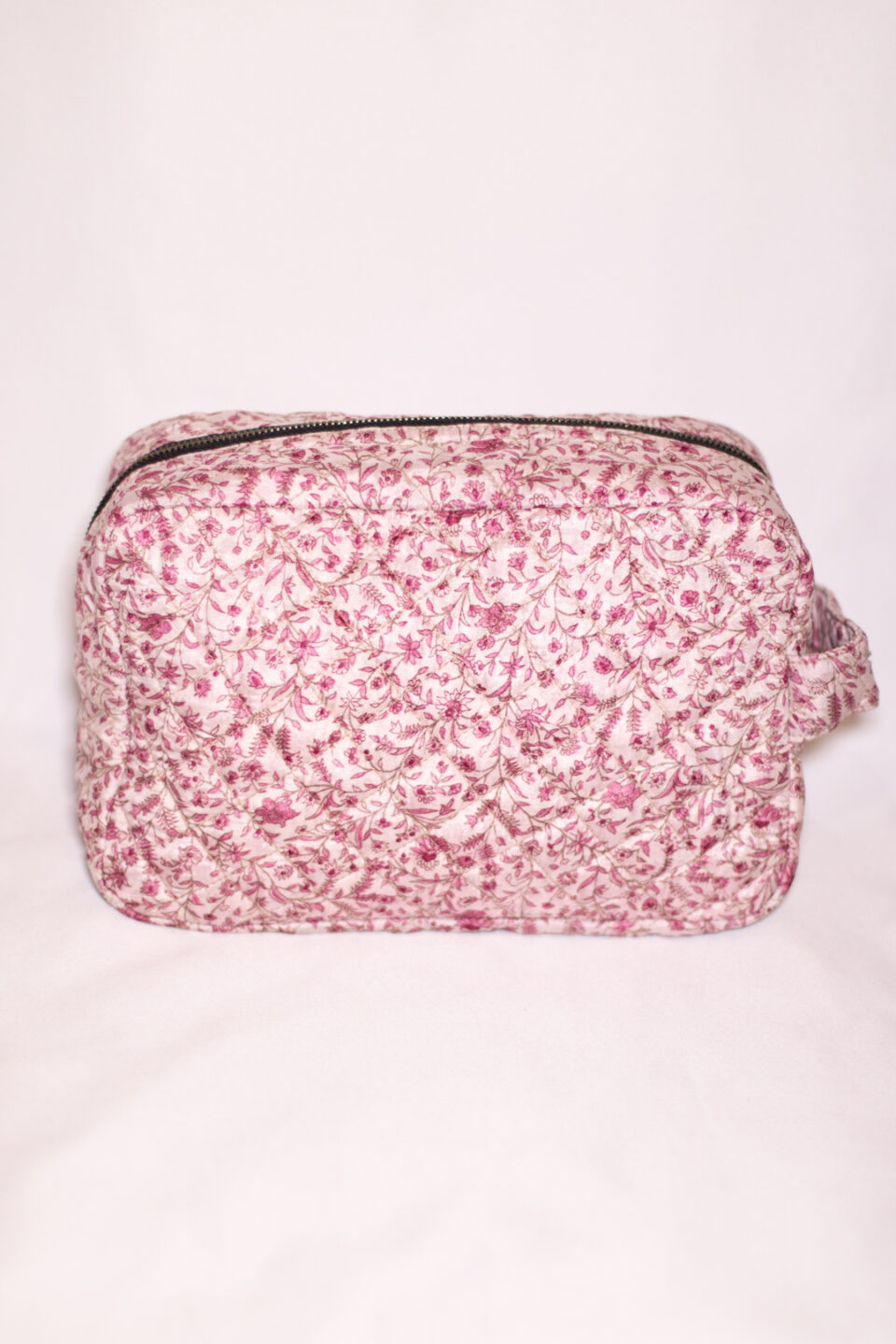 Upcycled Silk Sari Travel Pouch - Pink & White